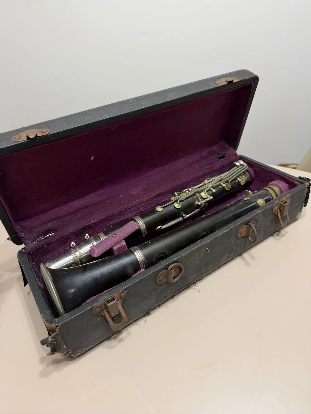 Vintage antique Black Clarinet with Case - Black & Silver